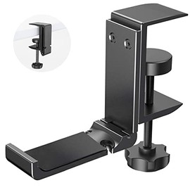 Temptight - Soporte de aluminio para auriculares plegable con organizador de cables, soporte para auriculares, gancho de computadora antideslizante para ahorrar espacio, soporte universal para