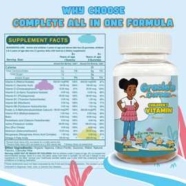 Gracie's Corner Stars Kids Multivitamin Gummies with Omega 3, Selenium, Vitamins A, B, C, D, Plant Based Multi Vitamins for Children, Manganese, 60 Star Shaped Gluten Free Gummies