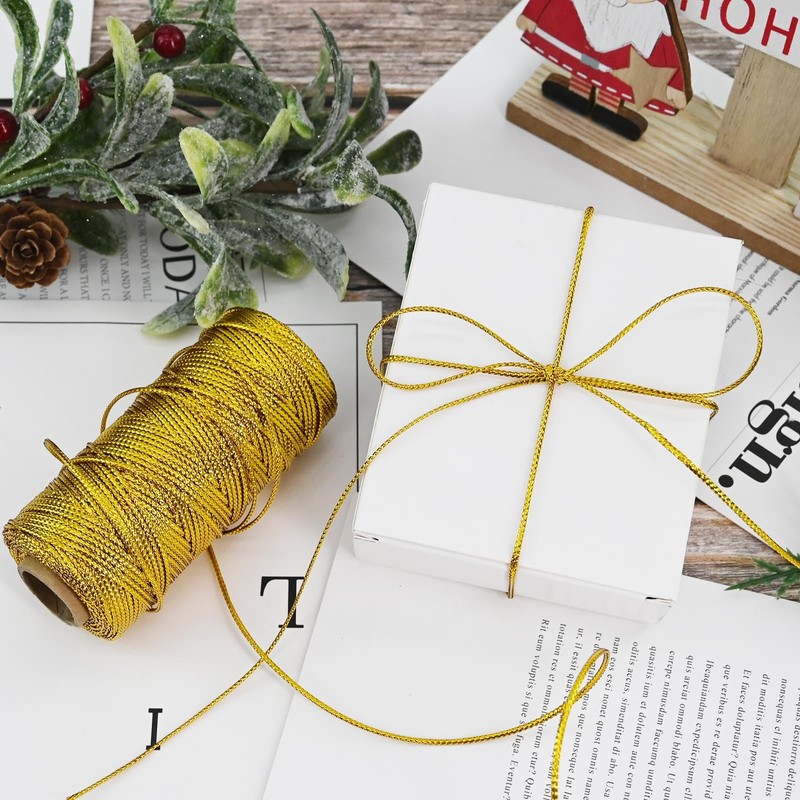 Metallic Bright Gold Twine 1.5 mm Thick 328 Feet for