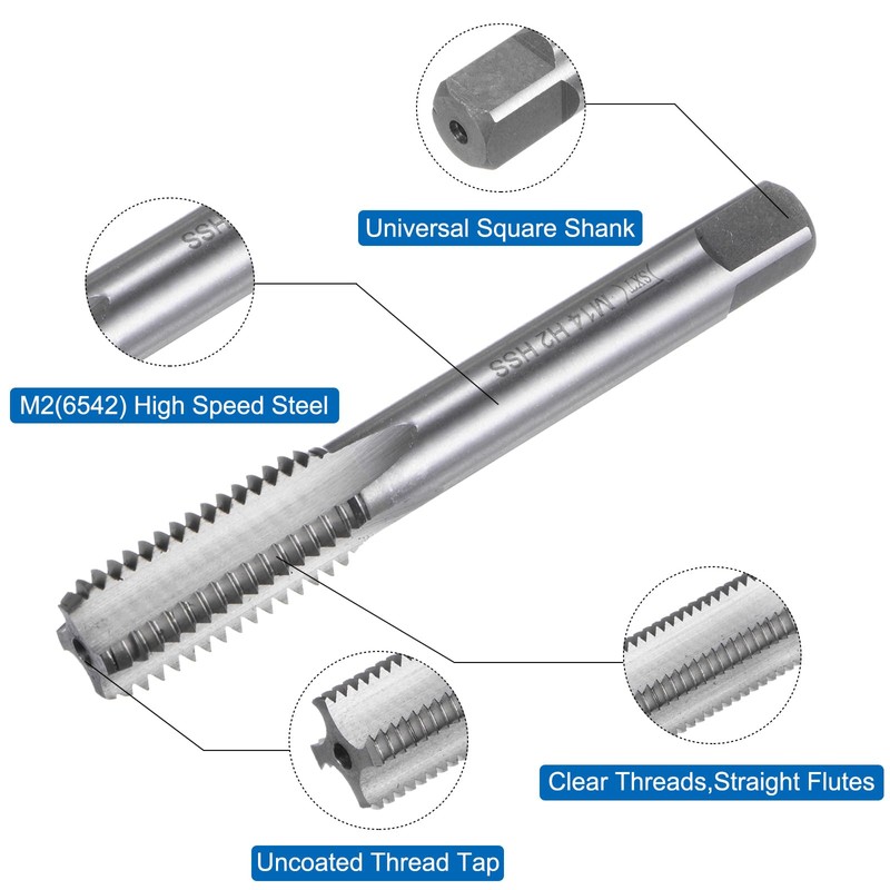 sourcing map 2pcs Metric Hand Tap Set, M14 x 2
