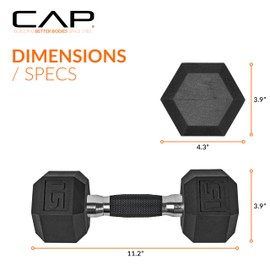 CAP Barbell 50 lbs Coated Dumbbell Set with Comfort handle, 10LBx2, 15lbx2