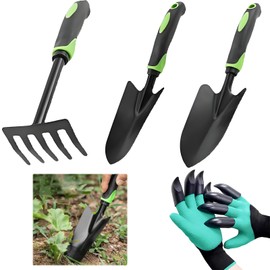 Garden Tools Set of 4 Garden Accessories, Wall Mount Garden Tools, Garden Accessories, Garden Trowel, Garden Rake, Garden Claw Gloves, Garden Gadgets Gifts for Garden Lovers