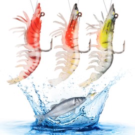 HOTUT Fishing Lures Set, 3PCS Soft Plastic Fishing Lures Luminous Artificial Bait, Durable Crayfish Shrimp Lures for Freshwater or Saltwater, Bass Fishing Jigs for Trout Crappie with Ultra-Sharp Hooks