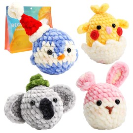 Crochet Animal Kit - Chenille Learn to Crochet Animals Kits for Adults and Kids | Crochet Yarns, Knitting Accessories for Craft Handmade, Handmade Knitting Supplies Beginners Crochet Pack for Adults K