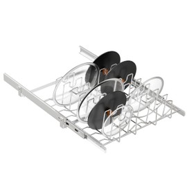 STORKING Slide Out Pot Lid Organizer Under Cabinet, Wire Dividers Kitchen Pull Out Pot Lid Storage Rack Holder, Full-Extension Rail 21" W*22" D