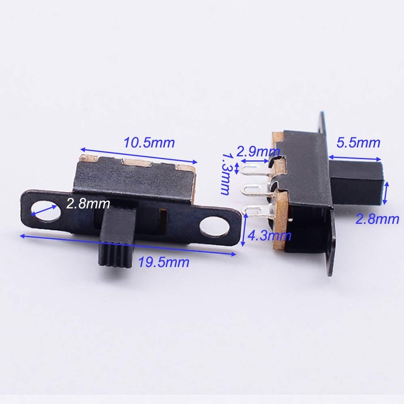 Kiligen 40PCS Slide Switch 250V/3A, 1P2T SPDT 3 Pin 2