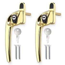 Bwintech 2 Pcs Offset Pvd Gold UPVC Zinc Window Handle, Left Hand, 43mm Spindle for Indoor and Outdoor UPVC Window