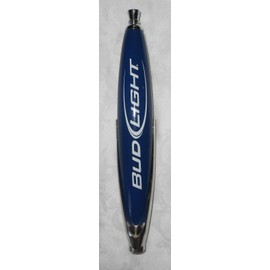 Bud Light Beer Pub Style Tap Handle - Blue w/ White Lettering & Chrome Accents Base- 12" Tall