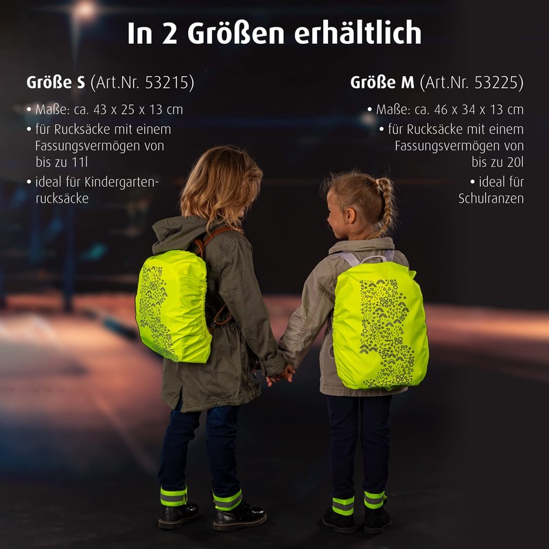 reer MyBuddyGuard Backpack Cover S, High Visibility Rain Cover for