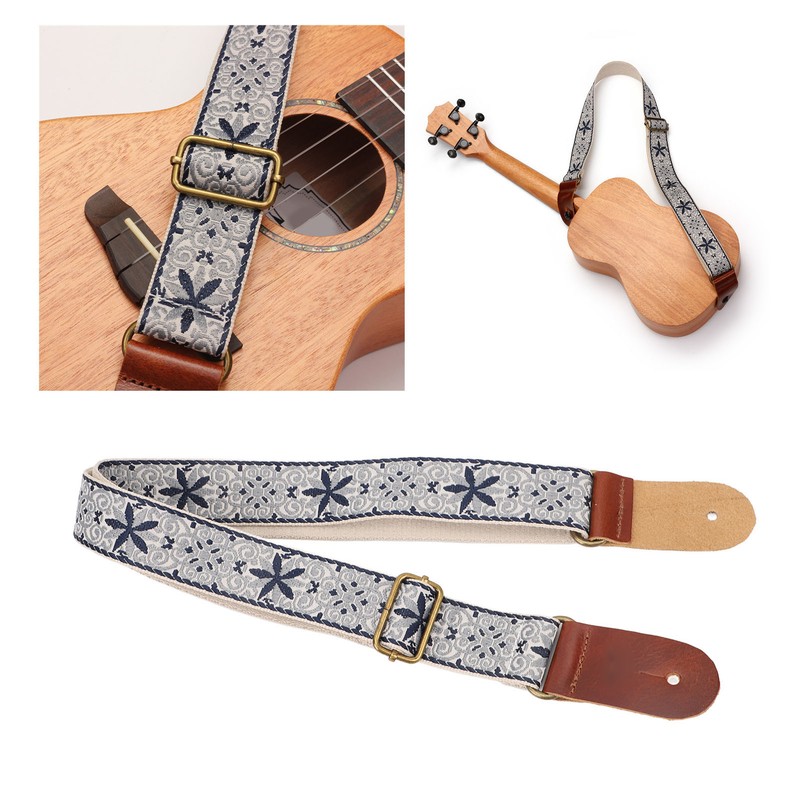 Ukulele Strap Embroidery Style Retro Metal Buckle Adjustable Breathable Shoulder