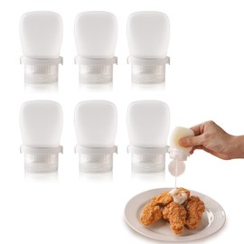 RAMFIYN 6 Pack Silicone Condiment Squeeze Bottles Small Salad Dressing Bottles to Go Travel Salad Dressing Containers for Lunch Box 30ml/1 oz Travel Sauce Bottle with Labels