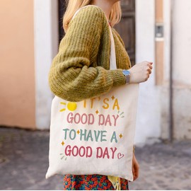 Jnglr Positive Motivational Canvas Tote Bag Funny Tote Bag for Women Encouragement Gifts for Friend Coworker Shopping Grocery Bag Beach Bag Cute Gifts Book Tote Bag Teacher Bag Reusable Grocery Bag