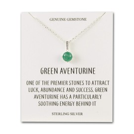 Philip Jones Sterling Silver Green Aventurine Gemstone Necklace with Quote Card