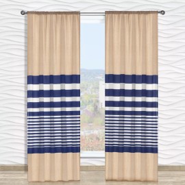 Colibrí Cortinas Set De 2 Paneles De 1.30 X 2.20 Azul Beige Oviedo