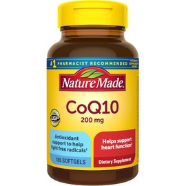 Nature Made CoQ10 200mg, Dietary Supplement for Heart Health Support, 105 Softgels, 105 Day Supply
