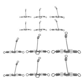 Briny River 30pcs T-Type Glowing 3-Way Cross-Line Swivels 6 Specifications Compatible With Soft Bait Hard Bait Lead Hook Spinners For Night Fishing Glow Beads Swivel