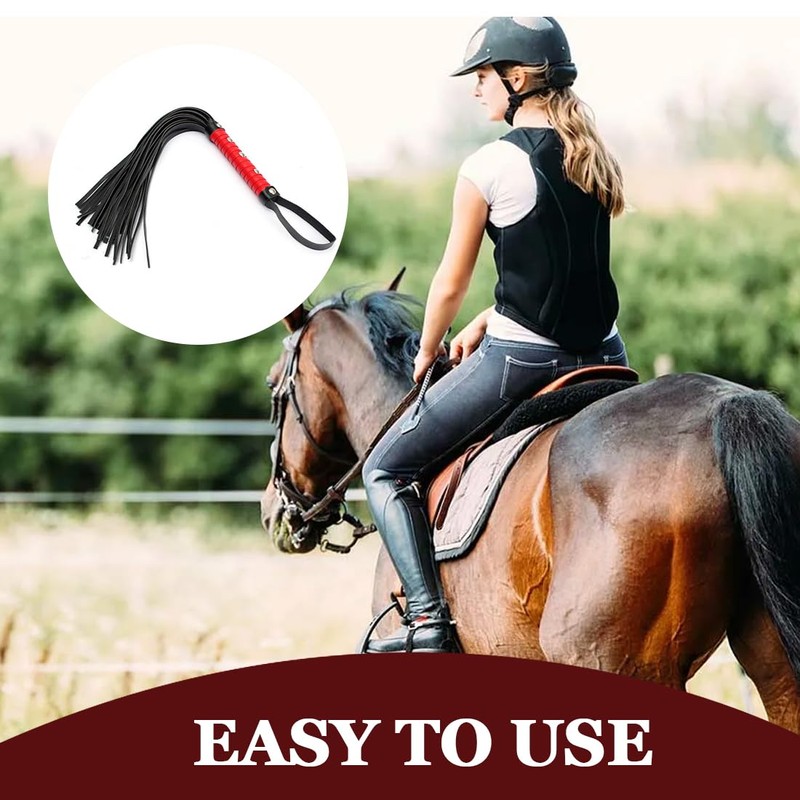 XUZOPIM Leather Whip Horse Whisk With Fringe Whip For Horse