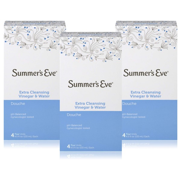 Summer's Eve Extra Cleansing Douche Vinegar & Water 4.5 Ounces Bottles 4 Count (Pack of 3)
