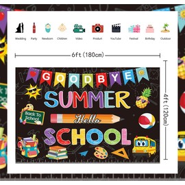 Goodbye Summer Hello School Backdrop First Day of School Backdrop Welcome Back To School Photography Background Teachers Students Classroom Party Decoration Background (6X4FT (180x120cm))
