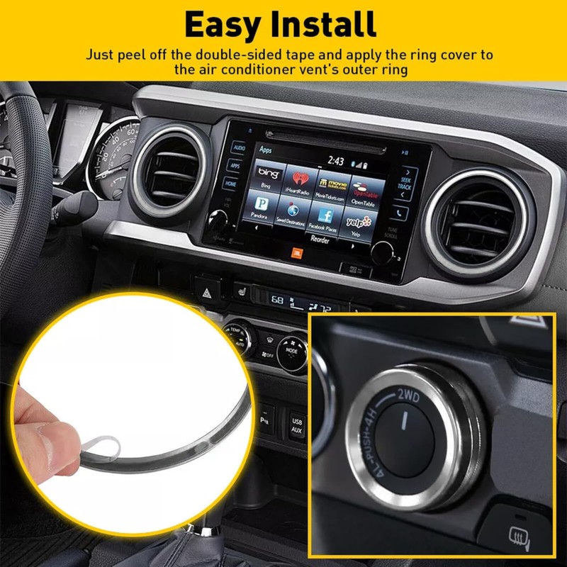 AuTK Aluminum Alloy AC Knob Covers & Vent Outer Rings