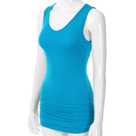 EIMIN Camiseta sin mangas con cuello en V para mujer, elástica, cómoda y elástica, talla S-3XL, Ett009_turquesa, XXL