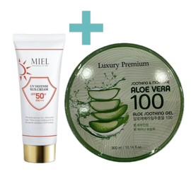 Miel UV Defense Sun Cream 60ml+Aloe Vera Soothing Gel 300ml / 미엘 UV 디펜스 선크림 60ml+알로에베라 수딩젤 300ml