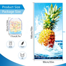 Mikytoper Extra Large Beach Towel for Adults - 180 x 90 CM Microfibre Sandproof Quick Dry Towel for Men Women - for Beach/Travel/Pool (Pineapple)