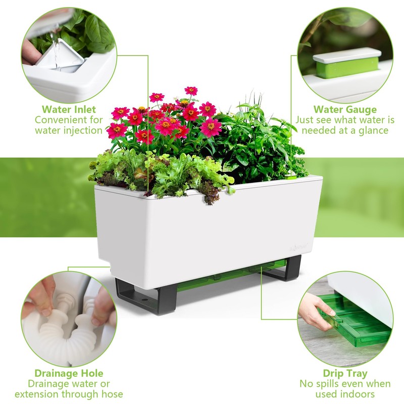 Glowpear Self-Watering Mini Bench Planter - 23.6" in Pot, Free
