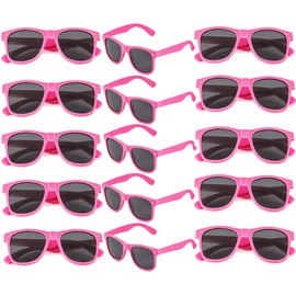 Fsmiling Hot Pink Sunglasses Bulk Adult Party Sunglasses 80s Sunglasses Shades for Men Women Valentine's Day-15Pack,UV Protection