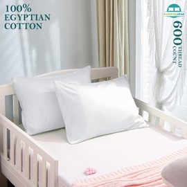 Travel Pillow Case 12x16 Size Egyptian Cotton Set of 2 Zipper Travel Pillowcase 600 Thread Count 100% Soft Egyptian Cotton 2 Pack, Toddler Pillowcase White Solid - Zipper Closer