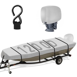 Cerumute Jon Boat Cover with Heavy Duty Metal Buckles,The Latest Composite Waterproof Technology Boat Covers for Jon 16ft,1200D with Hurricane Proof System&Motor Cove Suit for Trailer,Gray