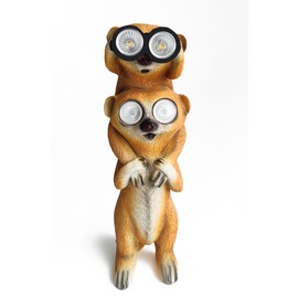 VINIUSIKI Garden Statues Outdoor Resin Meerkat Decor with Solar Light for Proch Patio Lawn Yard Easter Housewarming Gardening Gifts for Mom