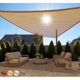 Gorilla Grip Heavy Duty Sun Shade, UV Protection Fade Tear and Rust Resistant Triangle Sunshade Canopy, Curved Edges Blocks Sunlight, Breathable Sail, Outdoor Patio, Lawn Garden Sand