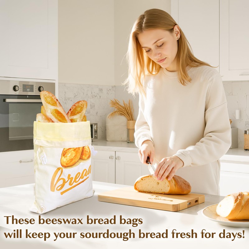 Reusable Beeswax Bags for Homemade Sourdough Bread, Detachable Easy-Clean Design