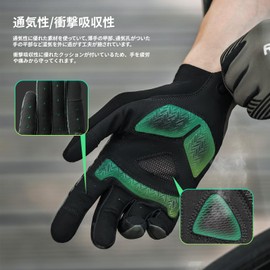 ROCKBROS Cycling Gloves, Bicycle Gloves, Spring, Summer, Autumn, Road Bike Gloves, Smartphone Compatible, Shock Absorption, Abrasion Resistant, Breathable, Anti-Slip, UV Protection, Full Finger,