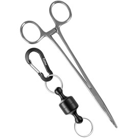 pullther Hook Remover Fishing Set, Stainless Steel Fishing Pliers Hook Remover, Curved Forceps Plier, Portable Hook Remover with Carabiner and Retractable Buckles, Fishing Accessories
