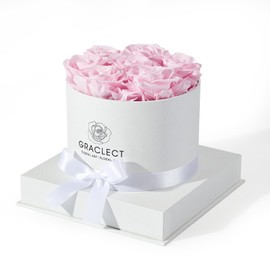 Graclect Flowers for Delivery Prime - Preserved Roses in a Box - Forever Flowers, Immortal Roses, Eternal Rose Birthday Gifts for Her, for Mom - Pink Rose