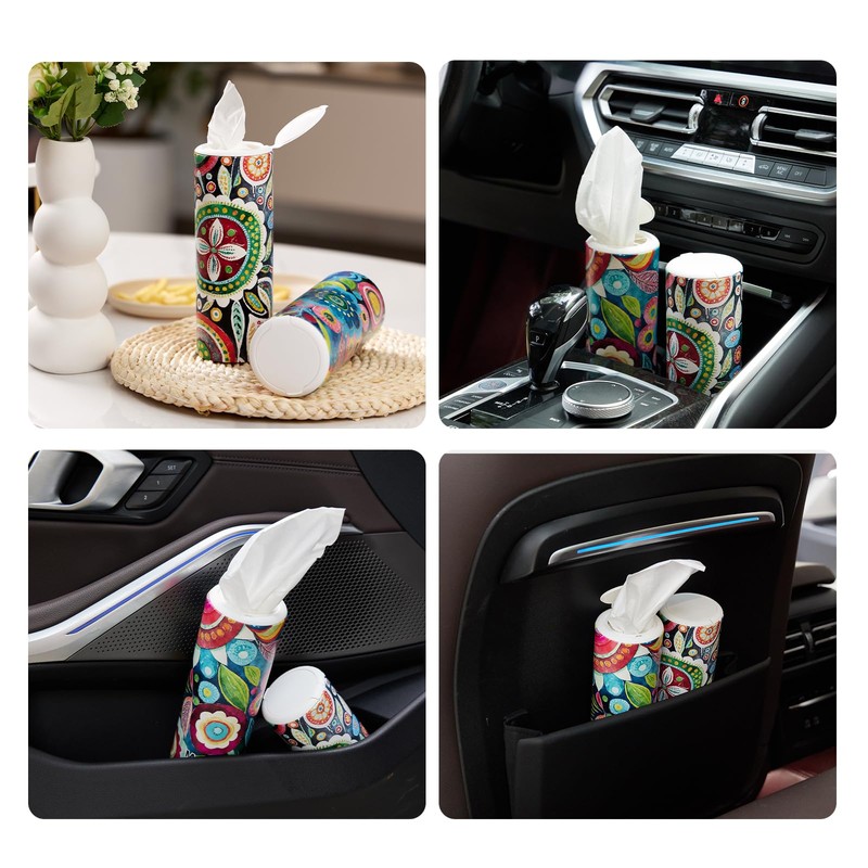 Car Tissues Holder with Facial Tissue, Travel Tissues Cylinder,Cup Holder