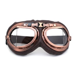Cafe Racer Thick Leather Padded Steam Punk Motorcycle Goggle Copper Clear