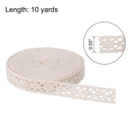 MECCANIXITY Lace Trim Ribbon 10 Yards 0.55 Inch Cotton Trim for Craft,Gift Wrappers,Headbands,Wedding Beige Style 16