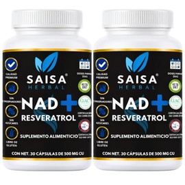 Nad 60 Cápsulas Nicotinamida Adenina Dinucleótido + Resveratrol Calidad Premium SAISA HERBAL