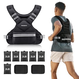 Adjustable Weighted Vest PACEARTH Ironsand Weight Vest with Six 2-lb Adjustable Weights, 20-32 lbs Total, Big Zipper Pouch, Home Workout Weight Vest for Men and Women in Cardio and Strength Training