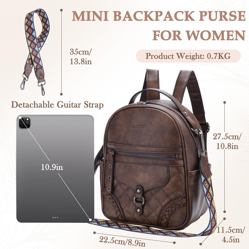 Small Backpack Purse for Women,VASCHY Cute Vegen Leather Mini Backpack