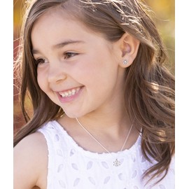 Cherished Moments Girls Sterling Silver Daisy Simulated October Birthstone Necklace for Children