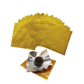 400 Sheets Gold Tin Foil Candy Wrappers, 4x4" Chocolate Bar Wrappers,Frosted Foil Nonstick Caramel Wrappers,Aluminum Individual Packaging for Mother's Day Birthday Wedding Christmas Party Favor