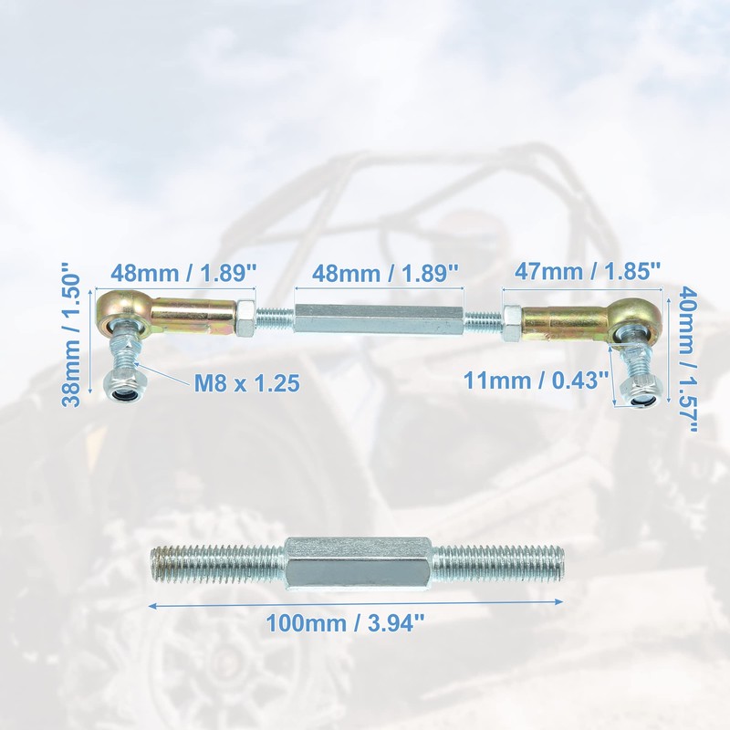 X AUTOHAUX 2pcs M8 100mm Steering Tie Rod for 50cc