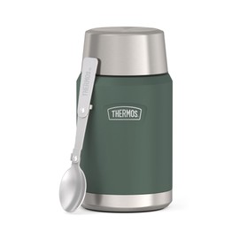 Thermos ICON Food Jar 0.71 L, Green/Forest Matt, Food Jar, 710 ml, Double-Walled 18/8 Stainless Steel, Keeps Warm and Cold, with Folding Spoon, Non-Slip Base, Completely Leak-Proof
