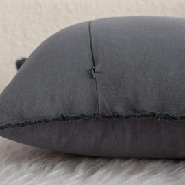 Mandioo Set of 4 Neutral Cotton Cushion Covers, 45 x 45 cm, Autumn Tassels, Decorative Cushion Covers, Boho Sofa Cushion, Decorative Cushion Cover for Couch, Sofa, Bedroom, Living Room, Grey