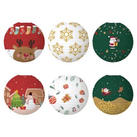Lanito Christmas Lanterns Paper Lanterns Christmas Ornaments Paper Lanterns 6pcs 30cm Lanterns Christmas Decorations Christmas Party Snowman Santa Claus Snowflake (A)
