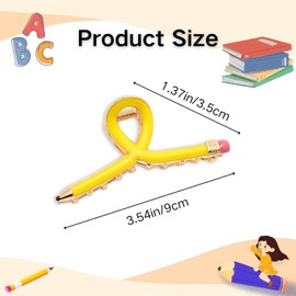 3 PCS Pencil Hair Clips for Women Back to School Pencil Hair Claw Clips Spring Teacher Barrettes Accessories for Styling